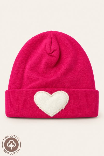 Miniel Unisex Baby Heart Embroidered 100% Cotton 3-6 Months Baby Beanie