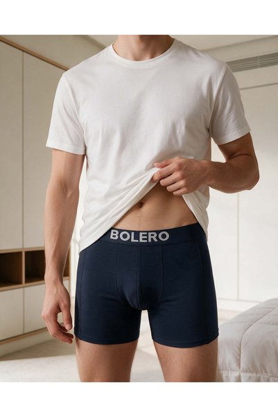 Bolero Men's Premium Lyocell Short Leg Boxer Navy Blue