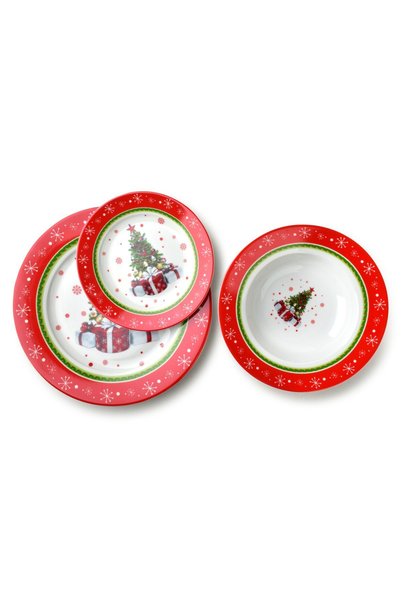 MONDEX Set de farfurii din porțelan AFFEKDESIGN Santa Lila 22x19x27cm roșu 3 ...