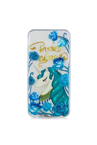 OEM Θήκη Σιλικόνης TPU για Samsung Galaxy J4 Plus με Μονόκερο και Μπλε Λουλούδια