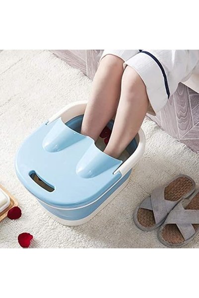 HOOKOR Collapsible Foot Bath Tub, 15L large capacity Foot Soaking Bath Basin with Massage Rollers an
