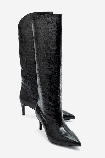 LuviShoes حذاء ميرلين ذو الكعب العالي للنساء باللون الأسود
