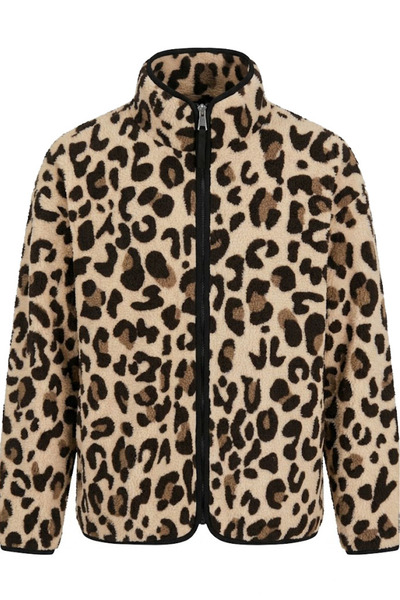 Mzr Collection Leopard Pattern Zipper Jacket-Leopard Leopar