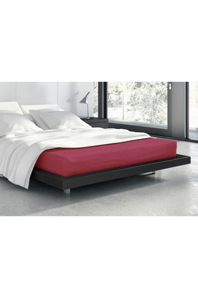 Faro Cearceaf de pat Faro, frotte, 80% bumbac, 20% poliester, 90x200cm, bordou.