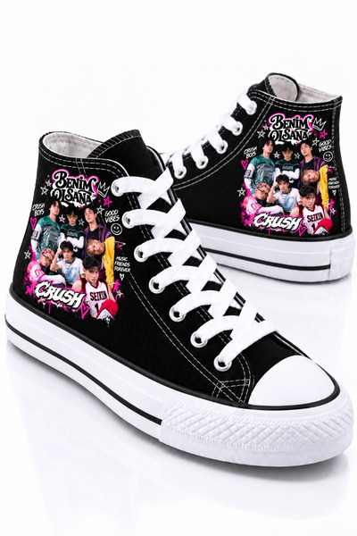 MECH BUTİK Crush New Pantofi sport unisex negri cu imprimeu
