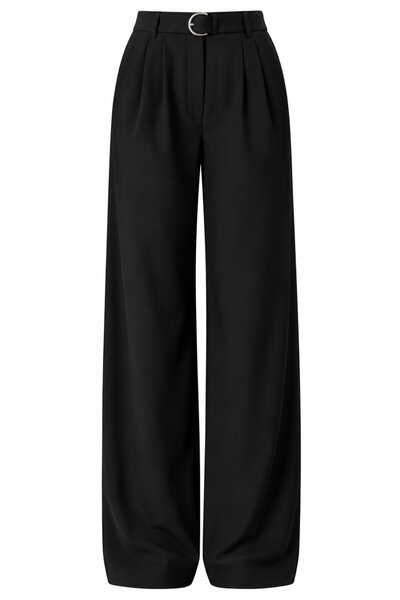 Laluvia Black Belted Palazzo Trousers - 2Y3510