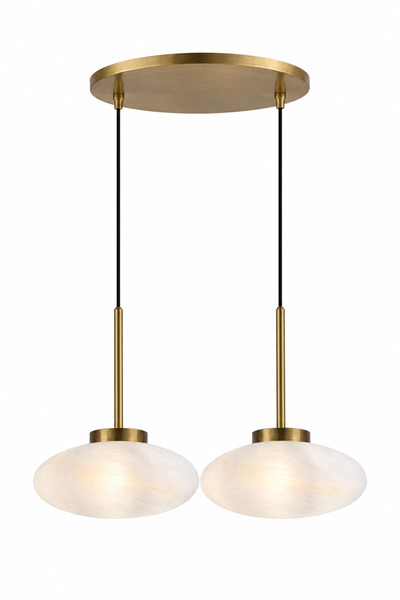 ecodesignline Nova 2’li Modern Lüx Sarkıt Mermer Desenli Cam Salon Avize ,Yat...