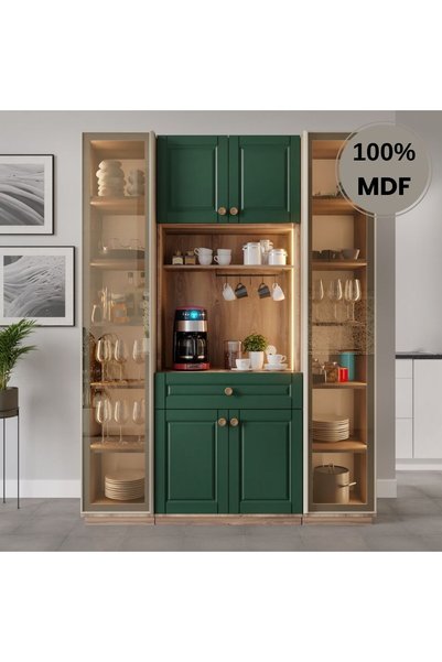 comiet Form kahve köşesi dolabı %100 MDF Temperli cam hazır mutfak dolabı