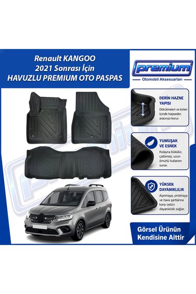 Premium Renault Kangoo Paspas Araca Özel Paspas 2021 ve Sonrası Derin Havuzlu...