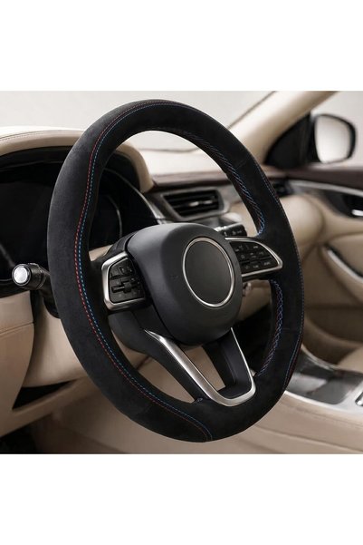 AutoFamily AUTO FAMILY Luxury Wood Grain & Leather Steering Wheel Cover 15 In...