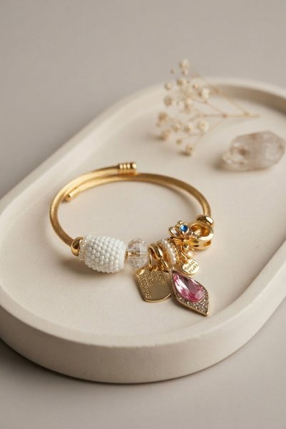BlackCraft White Drop Model Charm Bracelet