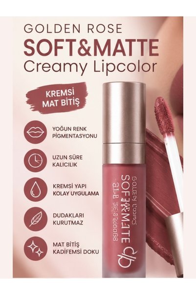 Soft & Matte Creamy Lipcolor Kremsi Mat Likit Ruj – Gül Kurusu Ton