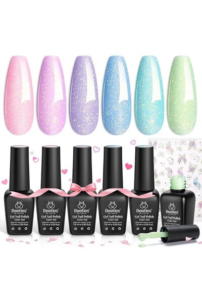 beetles Gel Polish Beetles Jelly Gel Nail Polish Set, 6 Colors Nude Sheer Nat...