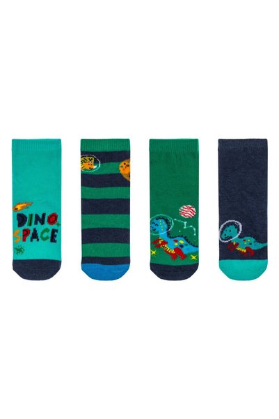 DD SHOP Sosete Albastre Verzi Dinozaur Astronaut pentru Bebelusi - 4 perechi