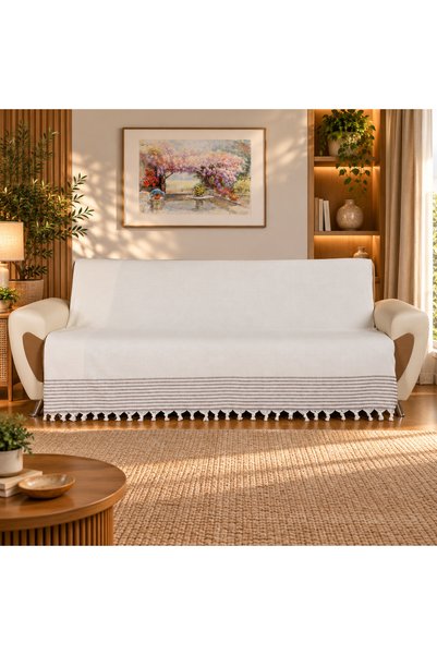 Bumedo Buldan Handmade Cotton Woven Sofa Bed Cover Set (3+3+1+1) Model Without Covering the Arms - 170X210 cm