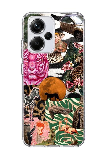 lelia حافظة هاتف شفافة مطبوعة بتصميم Wild Animal Collage متوافقة مع Redmi Not...