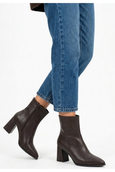 Bellaura New Season Genuine Leather Block Heeled Boots