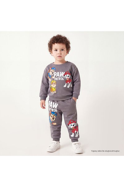 PAW PATROL Erkek Bebek Lisans Eşofman Takımı Bisiklet Yaka Long Sleeve Reçme