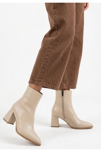 Bellaura New Season Genuine Leather Block Heeled Boots