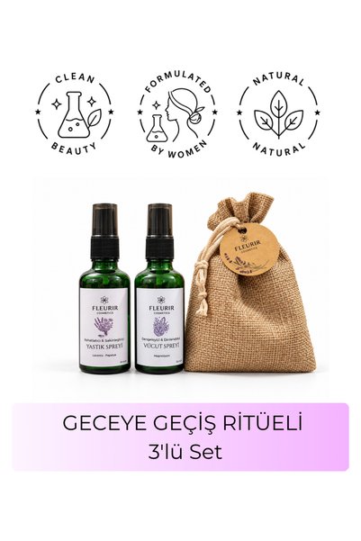FLEURIR COSMETICS Geceye Geçiş Seti | Lavanta Papatya Yastık Spreyi 50 ml + M...