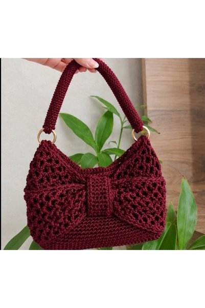 El Yapımı polyester Fiyonklu Örgü Kadın Hediye Çantası
