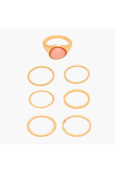 Lifestyle Set of 7 - Assorted Gold Tone Ring