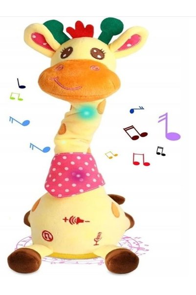 Siotay Maskotă interactivă din pluș girafă, cu sunet și lumini LED, repetă ce spui, cântă și luminează, jucărie muzicală pentru copii mici 1-3 ani