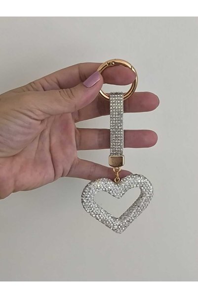 mixify Silver Color Stone Heart Stylish Keychain/Charm/Car Ornament