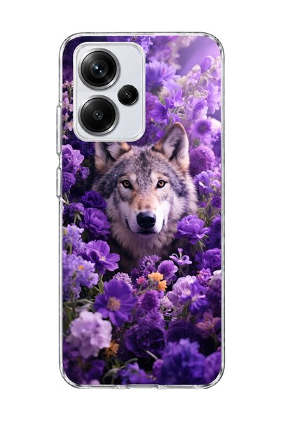 lelia Redmi Note 13 Pro Plus 5g Compatible Wolf and Purple Flower Printed Tra...