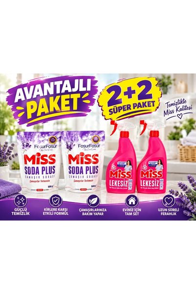 Miss 2 adet lavantali soda plus 500 g, 2 adet lekesiz koltuk hali kumas temiz...