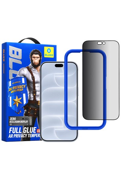 BLUEO iPhone 18 Pro Privacy AR 3D Screen Protector, Glass, Black