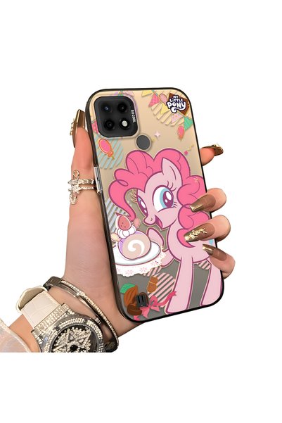 ucuc Realme C21 Compatible Acrylic Hard Back Panel with Silicone Edges Pinkie...
