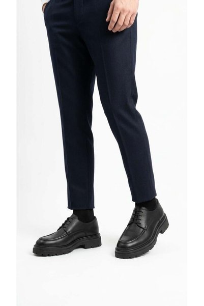 Ustalar Ayakkabı Çanta Black Printed Men's Genuine Leather Shoes 013.043