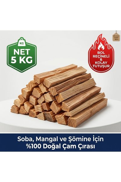 Korkmazoğlu Orman ürünleri Doğal Çam Çırası 5 kg - Bol Reçineli Kuru Tutuştur...