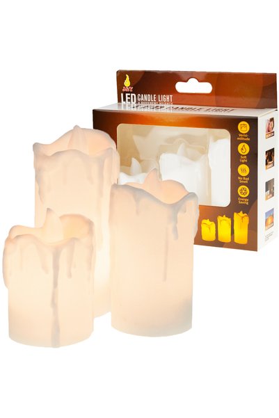 Martom Lumânări LED, set de 3, cu aspect de ceară, rezerve pentru lumânări fu...