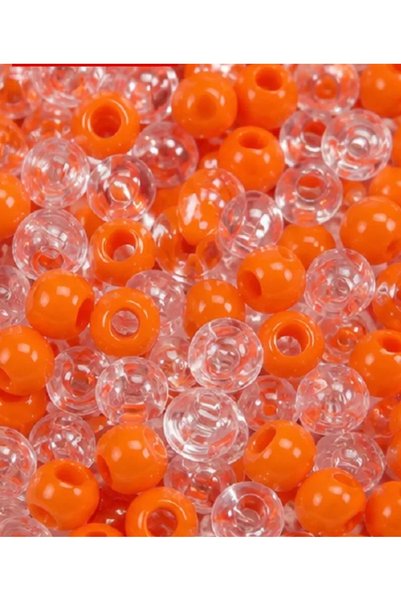 yiğit aksesuar 100Pcs Orange Transparent Mixed Big Hole Round Beads for Brace...