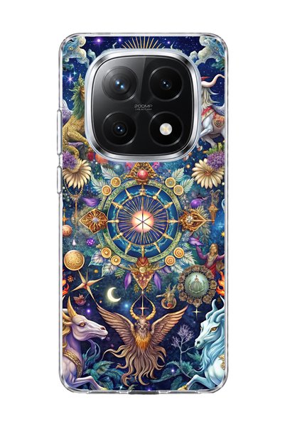 lelia غطاء هاتف شفاف مطبوع عليه عجلة الأبراج متوافق مع Redmi Note 14 Pro Plus 5G