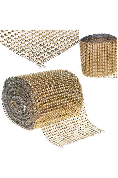 Martom Panglică aurie cu diamante, cu decorațiuni din zirconiu și strasuri