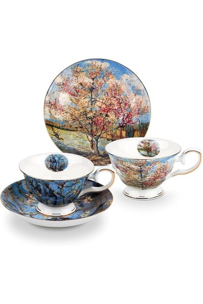 AOTELIDA Floral Tea Cups Saucers Set of 2, Bone China 7 oz British Teacups Po...