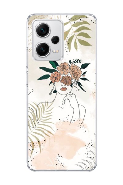 lelia حافظة هاتف شفافة مطبوعة برسومات زهرية متوافقة مع Redmi Note 12 Pro 5G