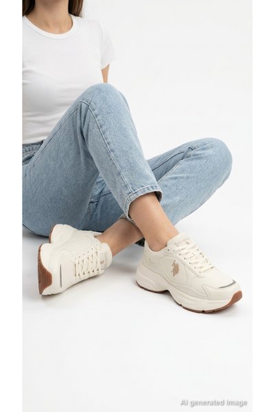 U.S. Polo Assn. Women's White Thick Sole Lace-Up Sneaker Casual Sports Shoes ...