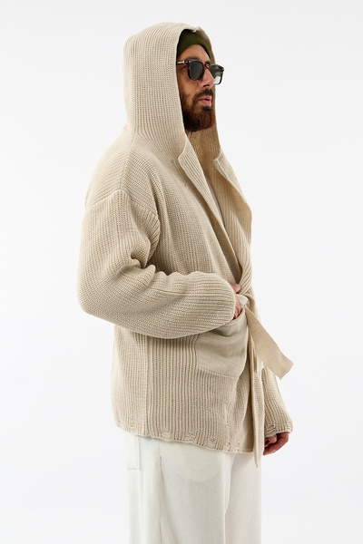COCOPELLI Poncho pentru bărbați, tricotaje bej, design COC3612