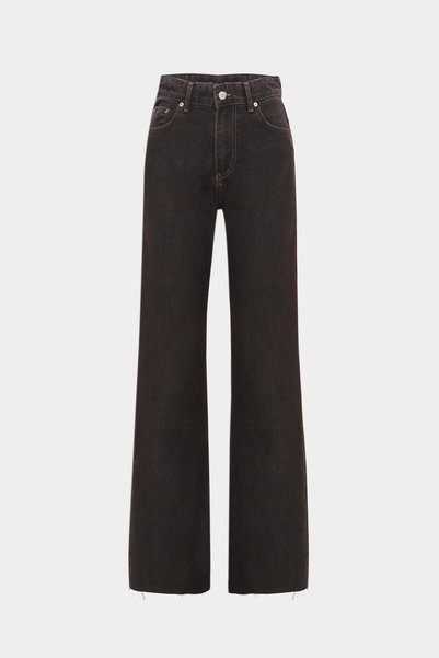 Açelya Okcu High Waist Wide Leg Kar Yıkama Geniş Paça Dikişsiz Jean