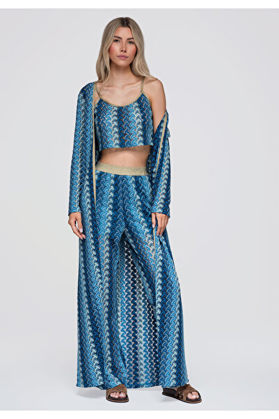 OMBRE Langes Strick-Cover-Up für Damen, vorne offen, durchbrochene Textur, Ta...
