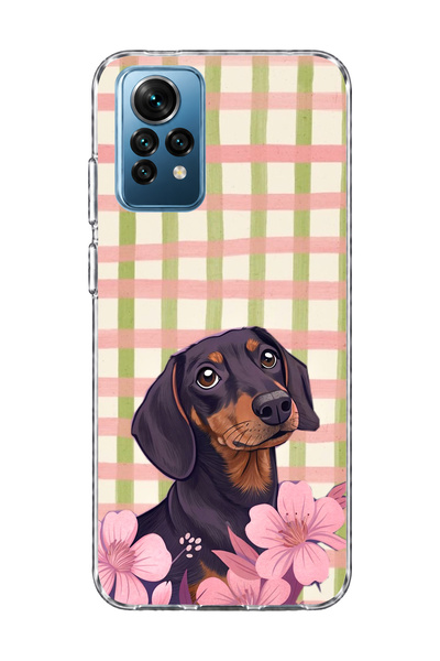 lelia Redmi Note 12 Pro 4g Compatible Sausage Dog Pink Plaid Printed Transpar...
