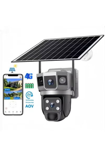 BlueFire 4G Solar Security Camera Outdoor - 12MP Dual Lens PTZ CCTV Camera wi...
