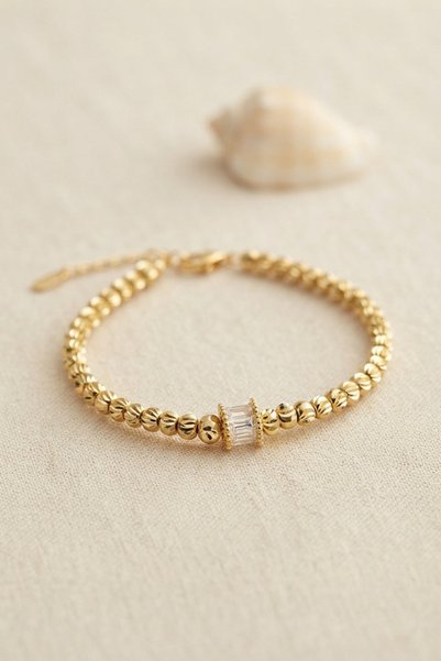 Skygo Cm Gold Color Dorika Model Baguette Stone Detailed Women's Bracelet