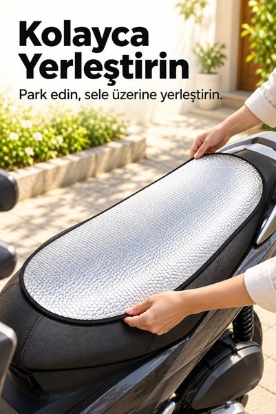 Evgereçlerim Su Geçirmez UV Dirençli Motosiklet Sele Güneşliği 60x35 cm Lastikli Sele Koruyucu Kılıf