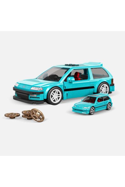 mattel Set de construcție Brick Shop Hot Wheels Custom ’90 Honda Civic EF, 248 piese, 10+