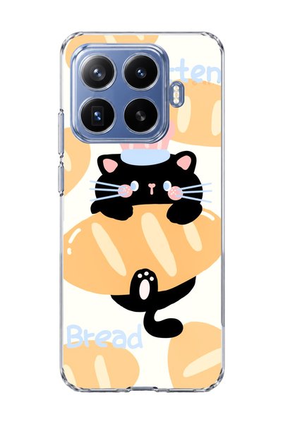 lelia Mi 17t Pro Compatible Black Cat Bread Printed Transparent Phone Case